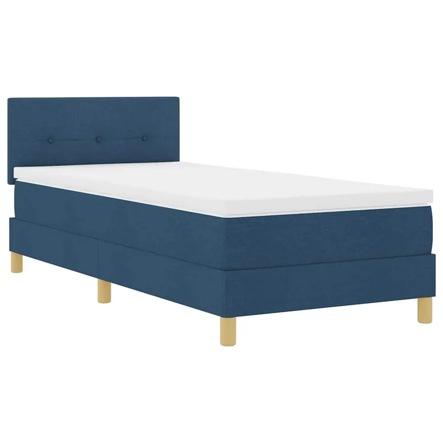Lit à ressorts avec coussin Bleu 90 x 200 cm tissu - 4