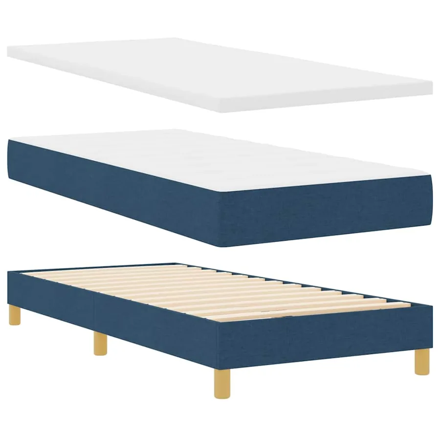 Lit à ressorts avec coussin Bleu 90 x 200 cm tissu - 5