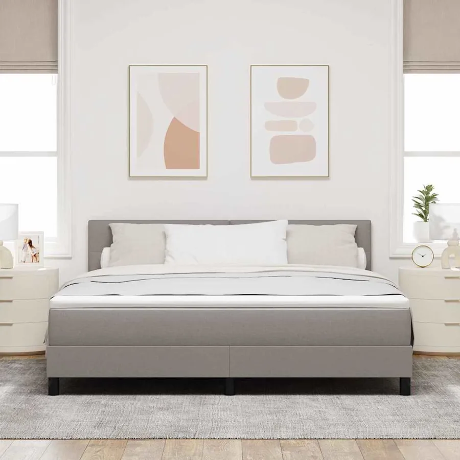 Lit à ressorts avec tête de lit Taupe 180 x 200 cm tissu - 3