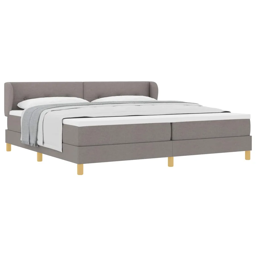 Lit à ressorts avec tête de lit Taupe 200 x 200 cm tissu - 2