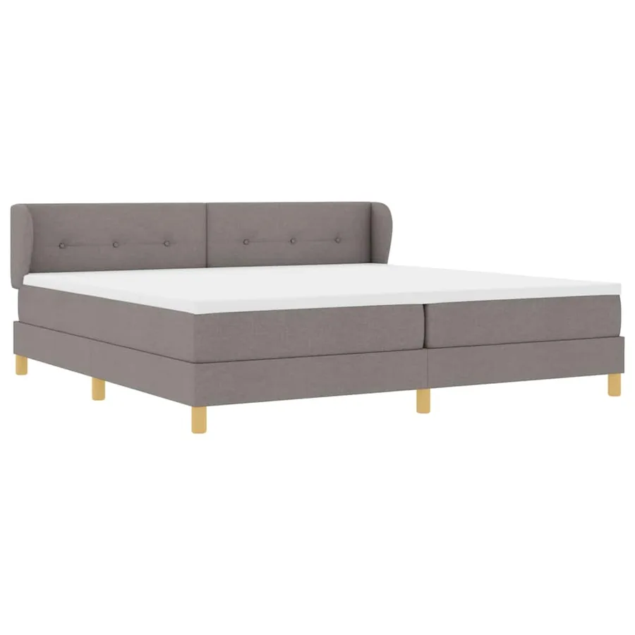 Lit à ressorts avec tête de lit Taupe 200 x 200 cm tissu - 6