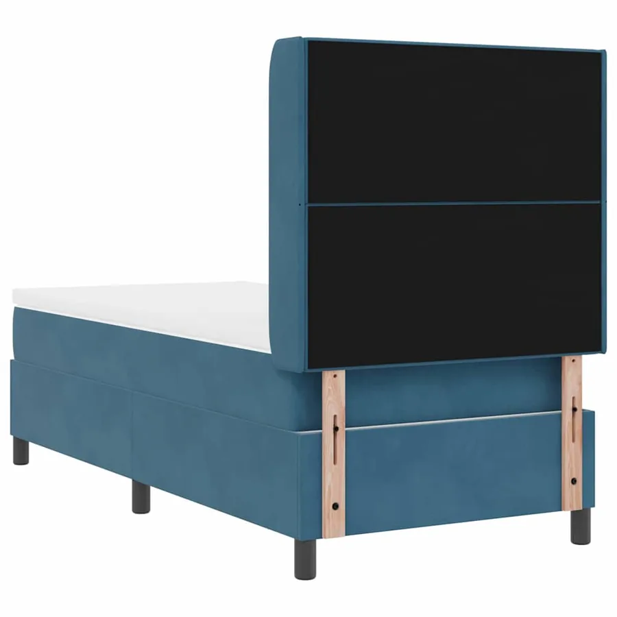 Lit à ressorts avec tête de lit Bleu 100 x 200 cm Velours - 9
