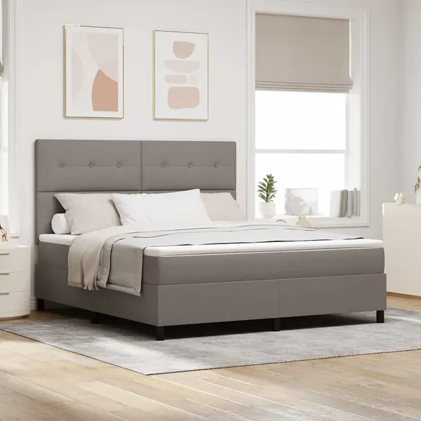 Lit à ressorts avec tête de lit Taupe 180 x 200 cm tissu