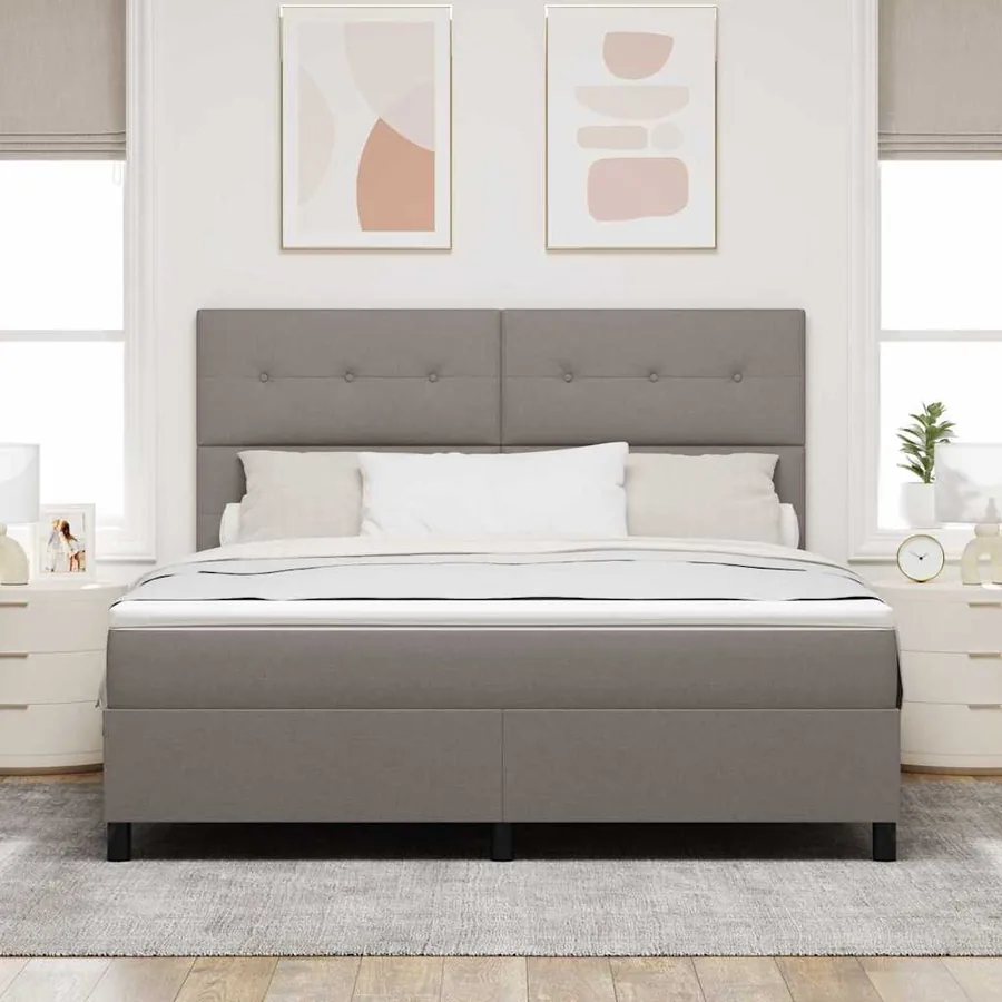 Lit à ressorts avec tête de lit Taupe 180 x 200 cm tissu - 3