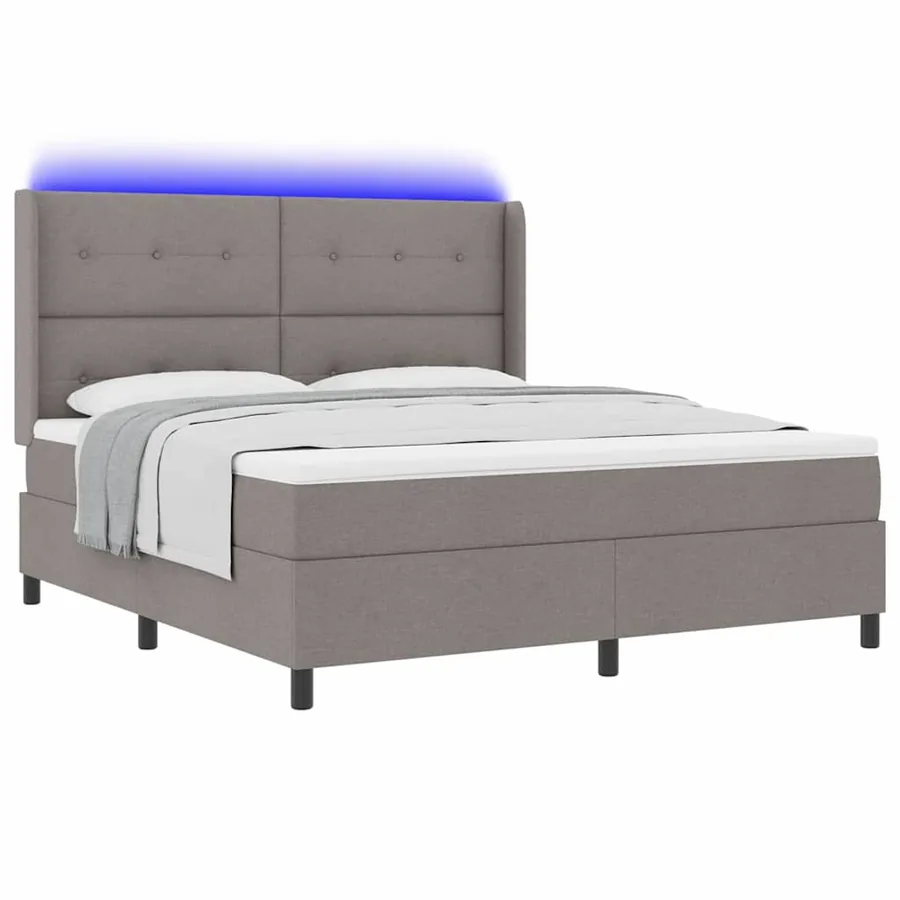 Lit à ressort LED avec tête de lit Taupe 180 x 200 cm tissu - 3