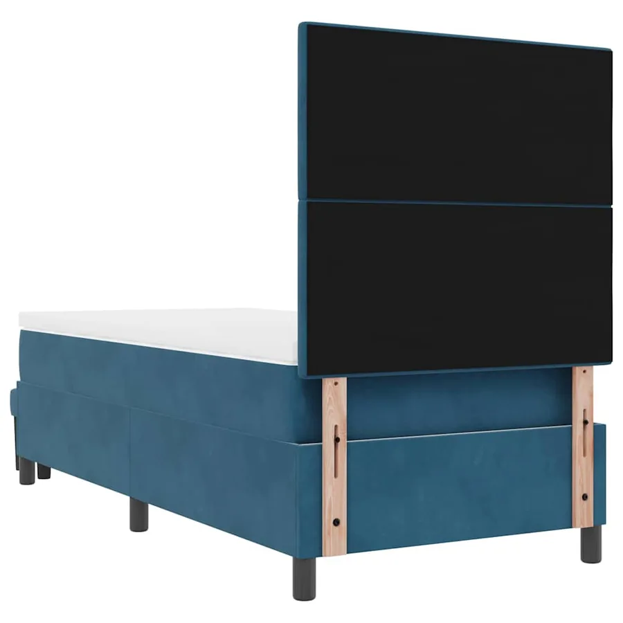 Lit à ressorts avec coussin Bleu foncé 200 x 100 cm Velours - 10