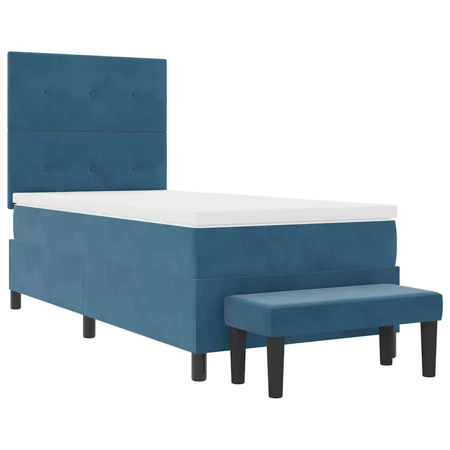 Lit à ressorts avec coussin Bleu foncé 200 x 100 cm Velours - 7