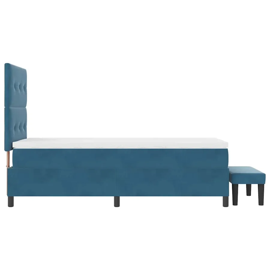 Lit à ressorts avec coussin Bleu foncé 200 x 100 cm Velours - 9