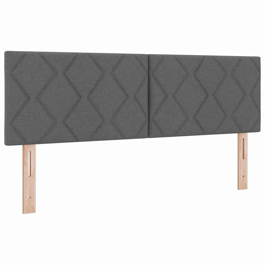 Lit à ressorts avec tête de lit Gris foncé 200 x 140 cm tissu - 3