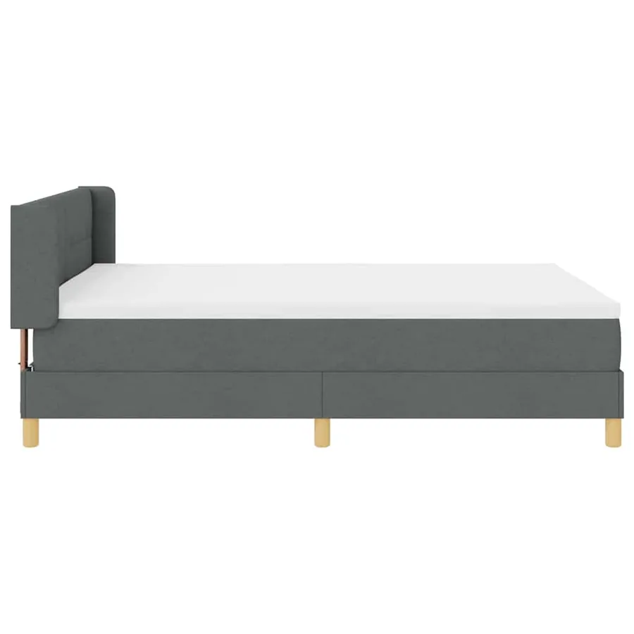 Lit à ressorts avec tête de lit Gris foncé 200 x 140 cm tissu - 5