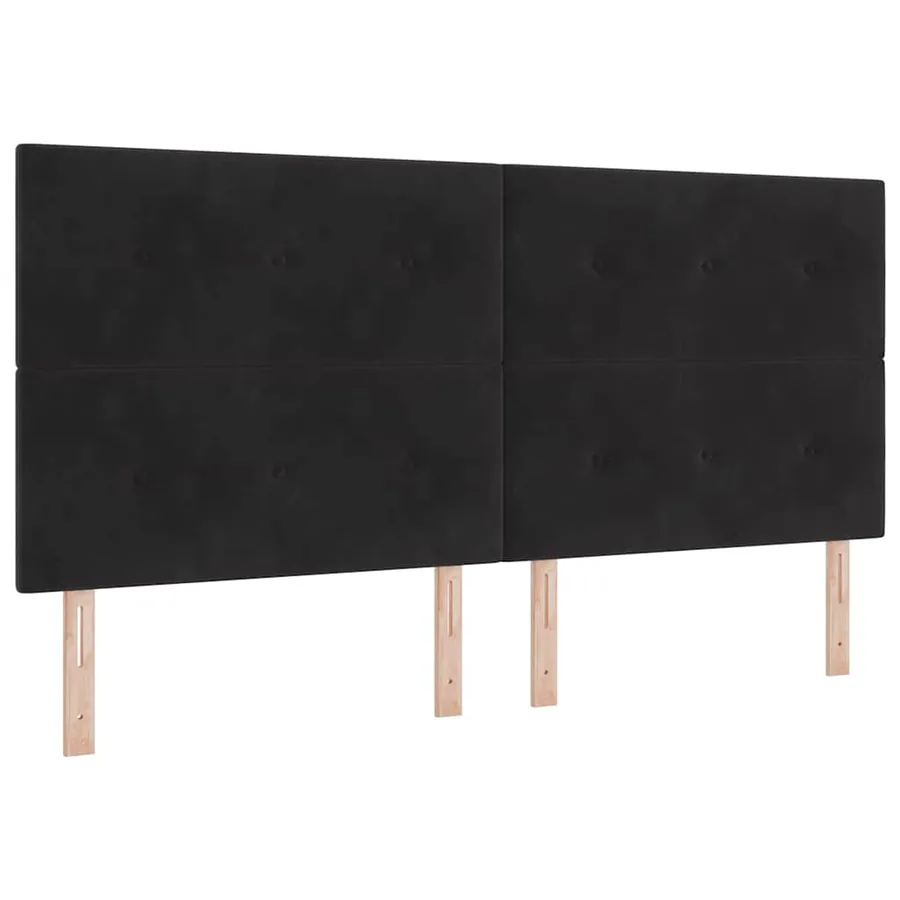 Lit à ressorts avec tête de lit Noir 200 x 200 cm Velours - 6
