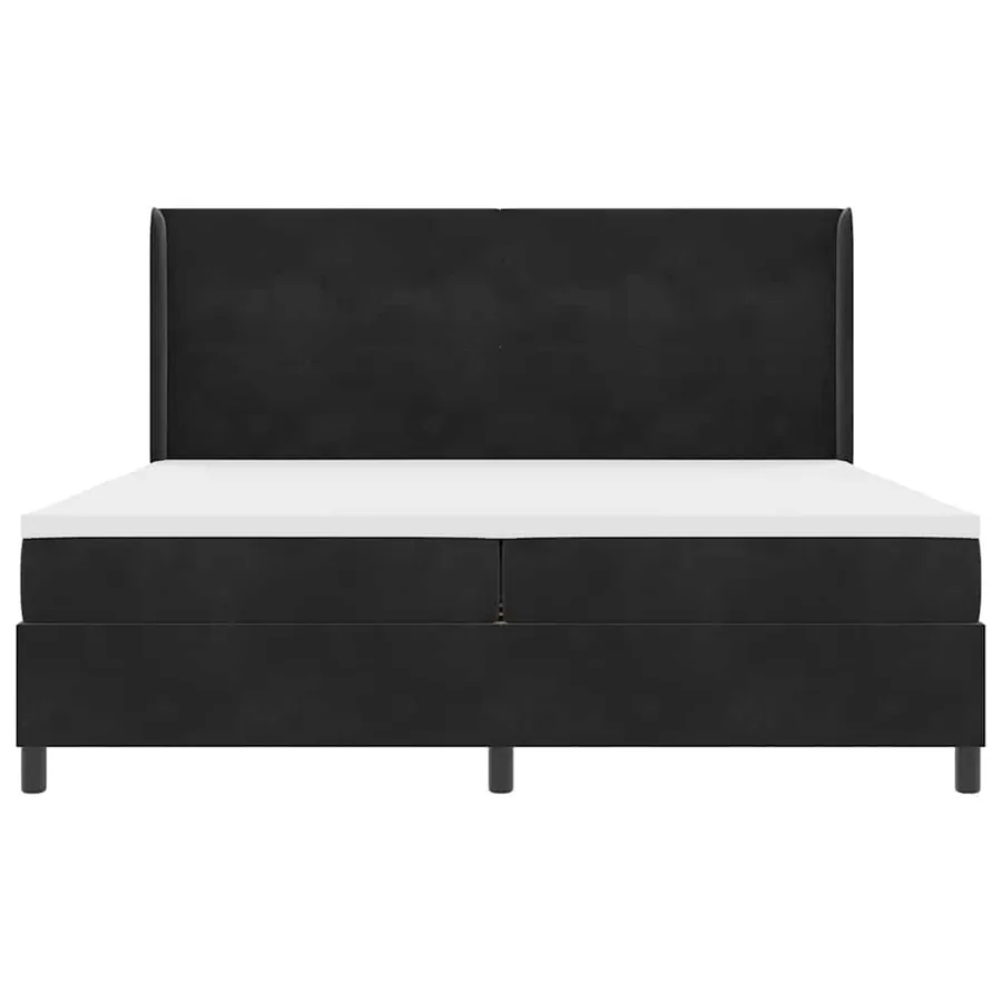 Lit à ressorts avec tête de lit Noir 200 x 200 cm Velours - 7