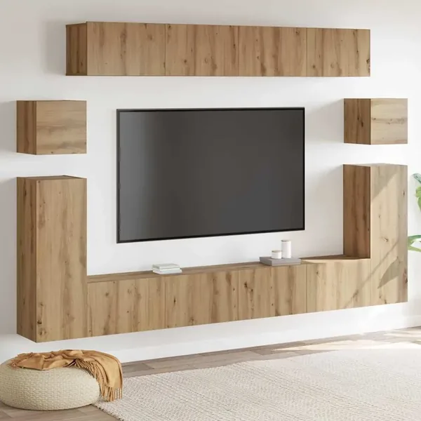 Unites TV Montage mural 4 pcs Chêne artisanal Bois d'ingénierie