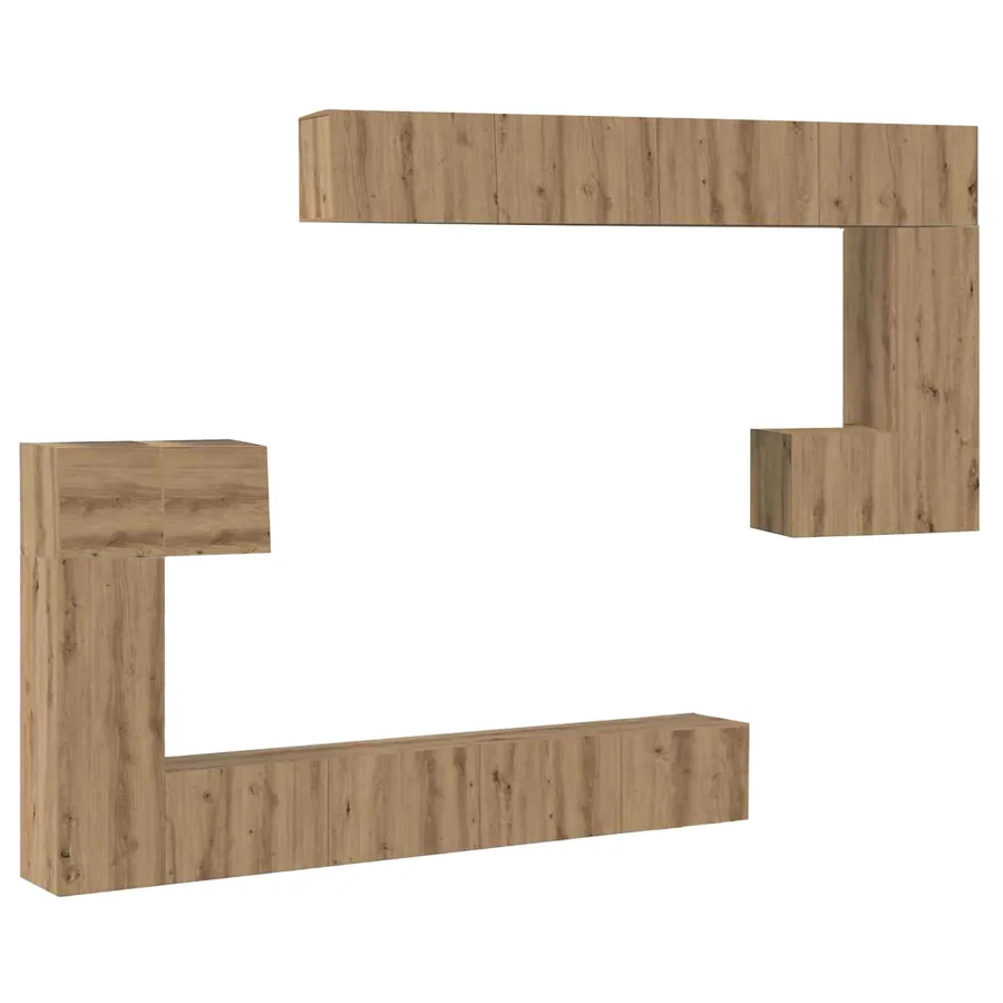 Unites TV Montage mural 4 pcs Chêne artisanal Bois d'ingénierie - 2