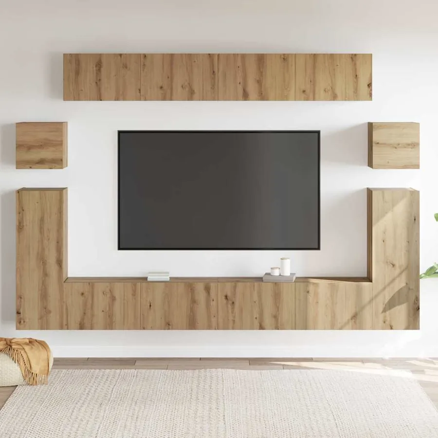 Unites TV Montage mural 4 pcs Chêne artisanal Bois d'ingénierie - 4