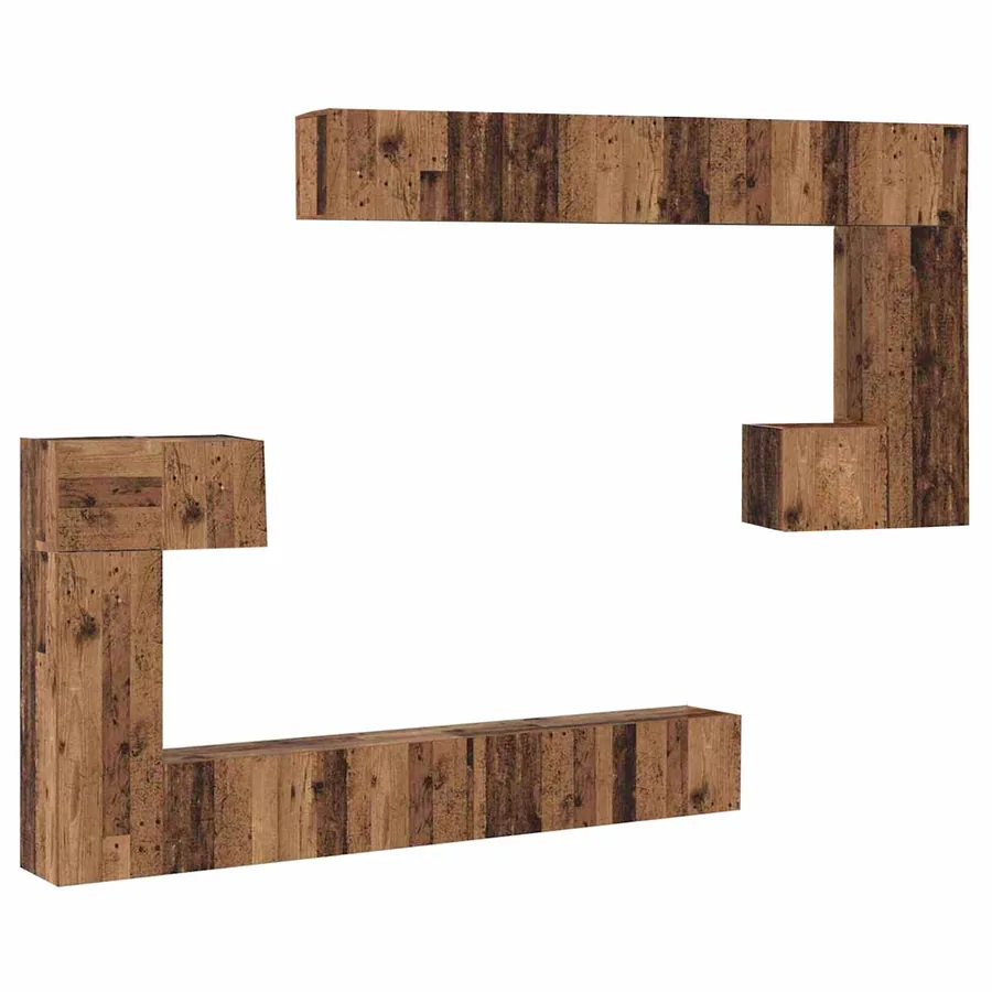 Unites TV Montage mural 4 pcs Bois Ancien Bois d'ingénierie - 2