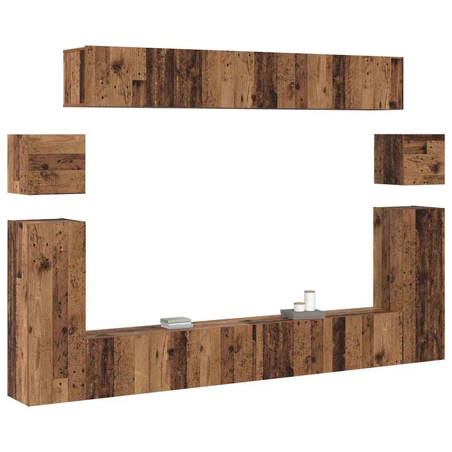 Unites TV Montage mural 4 pcs Bois Ancien Bois d'ingénierie - 3