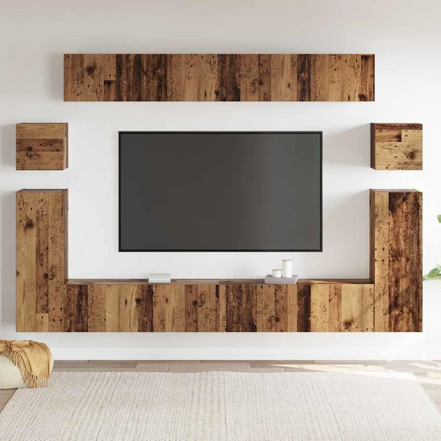 Unites TV Montage mural 4 pcs Bois Ancien Bois d'ingénierie - 4