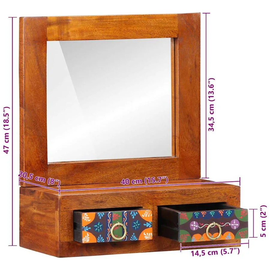 Meuble mural Marron 40 x 20 x 50 cm Bois d'Acacia Massif - 12