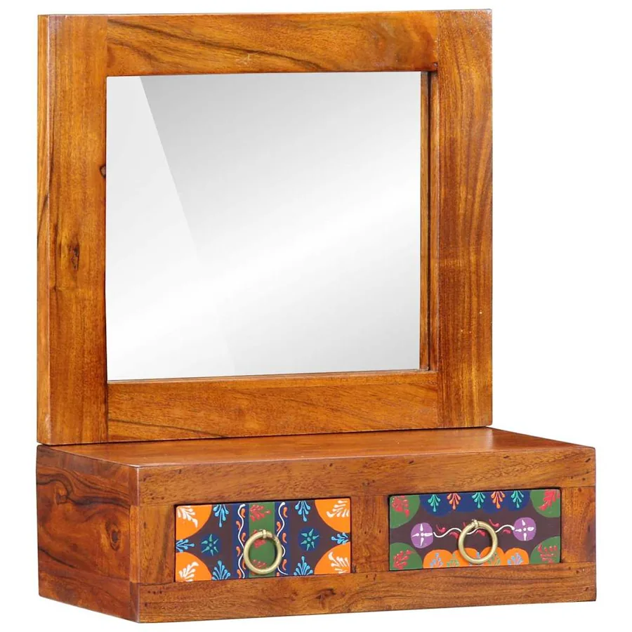Meuble mural Marron 40 x 20 x 50 cm Bois d'Acacia Massif - 2