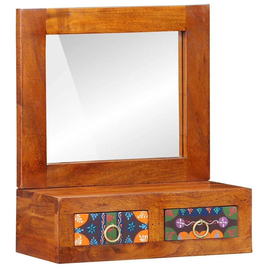 Meuble mural Marron 40 x 20 x 50 cm Bois d'Acacia Massif - 7