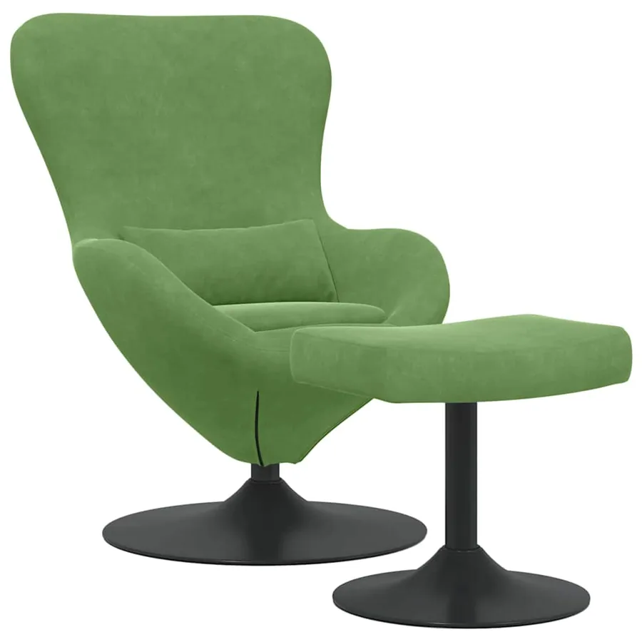Chaise Œuf avec Pouf Vert clair Velours - 2