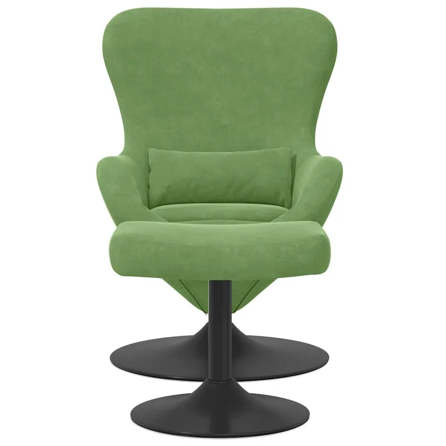 Chaise Œuf avec Pouf Vert clair Velours - 4