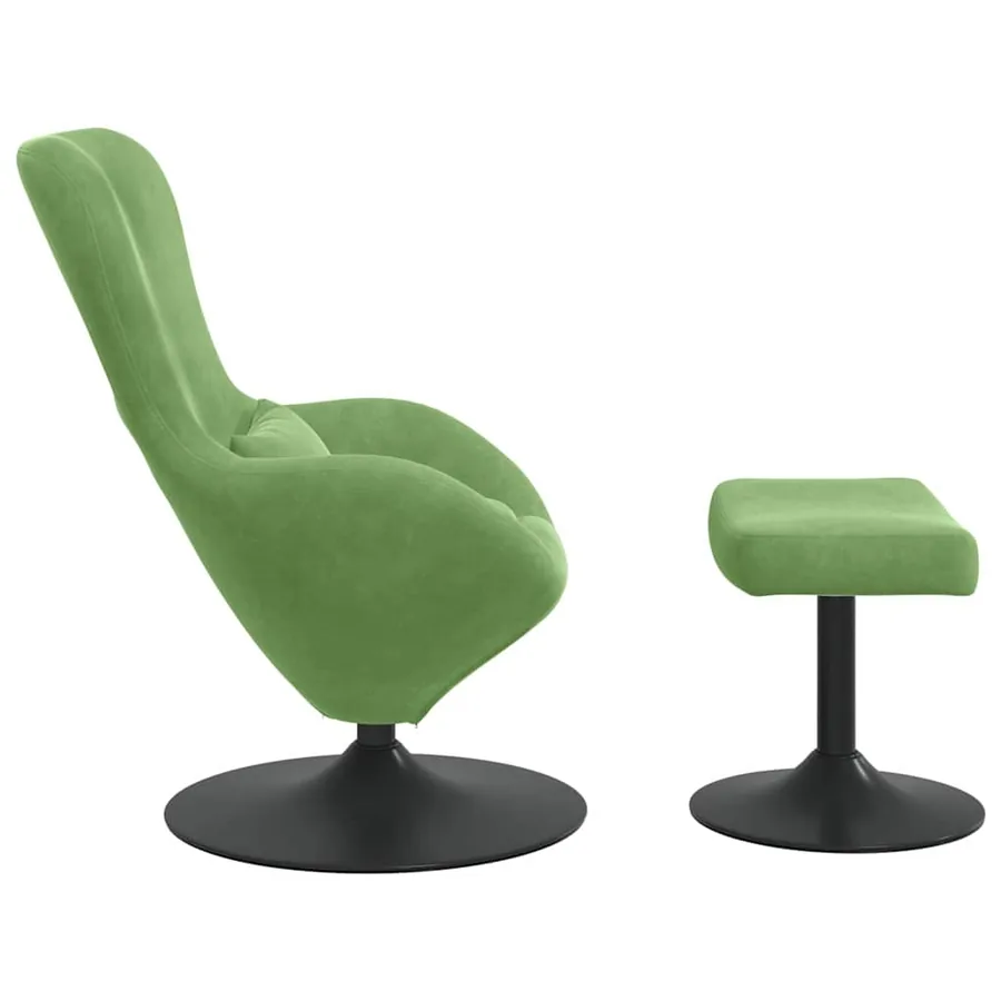 Chaise Œuf avec Pouf Vert clair Velours - 5