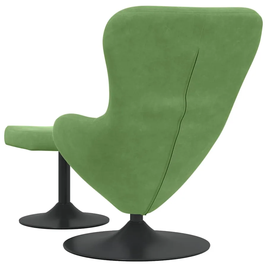 Chaise Œuf avec Pouf Vert clair Velours - 6