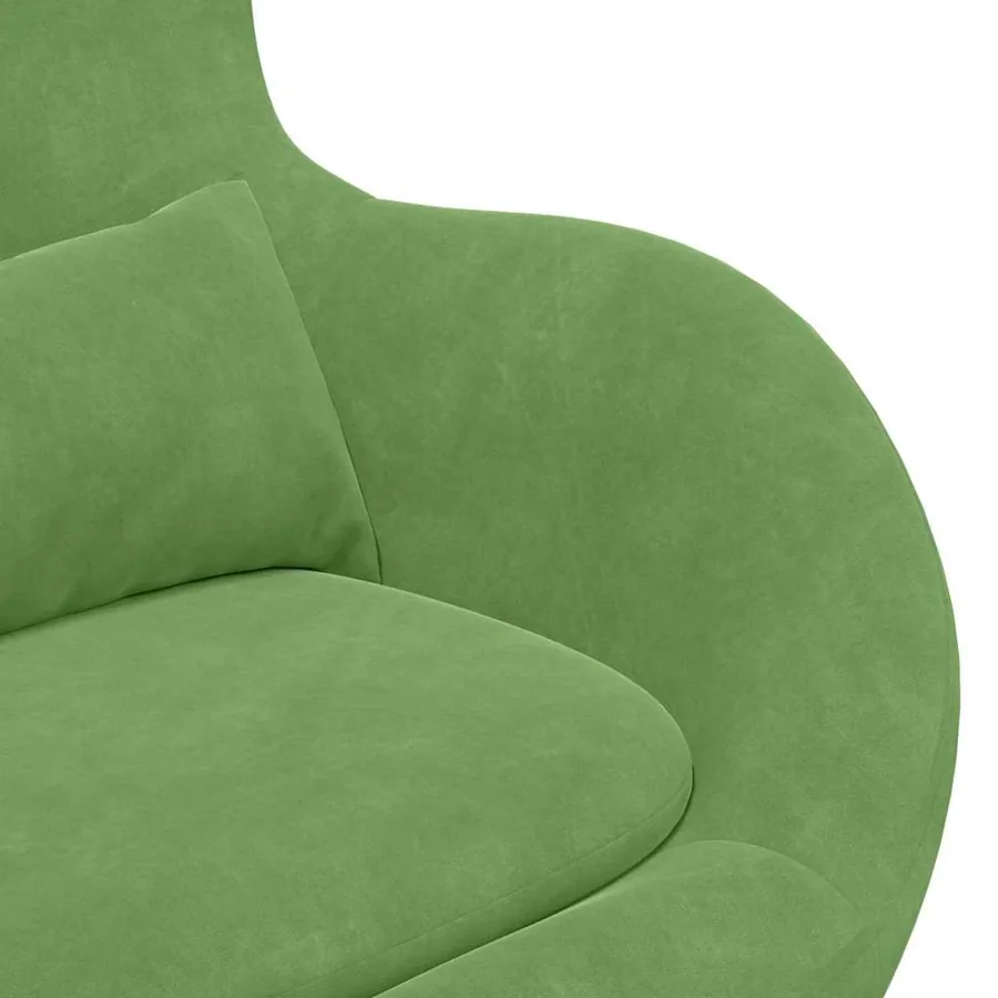 Chaise Œuf avec Pouf Vert clair Velours - 7