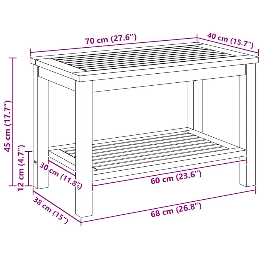 Table d'appoint Huile Naturelle 70 x 40 x 45 cm - 9
