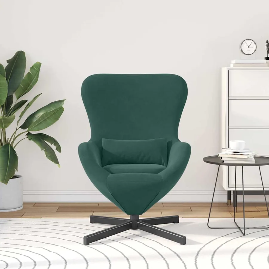 Fauteuil œuf Vert foncé 63 x 73 x 90 cm Velours - 3