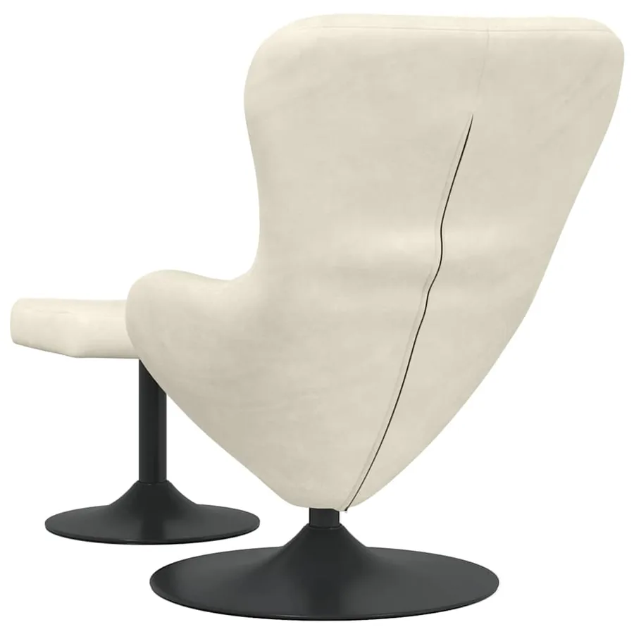 Chaise Œuf avec Pouf Crème Velours - 6