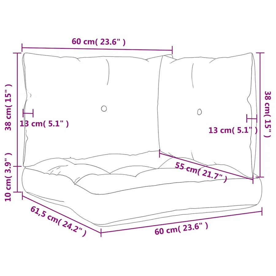 Coussins de palette lot de 3 bleu marine tissu oxford - 11