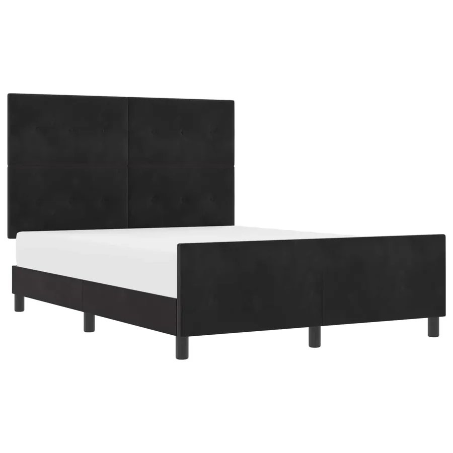 Lit à ressorts avec tête de lit Noir 140 x 200 cm Velours - 2