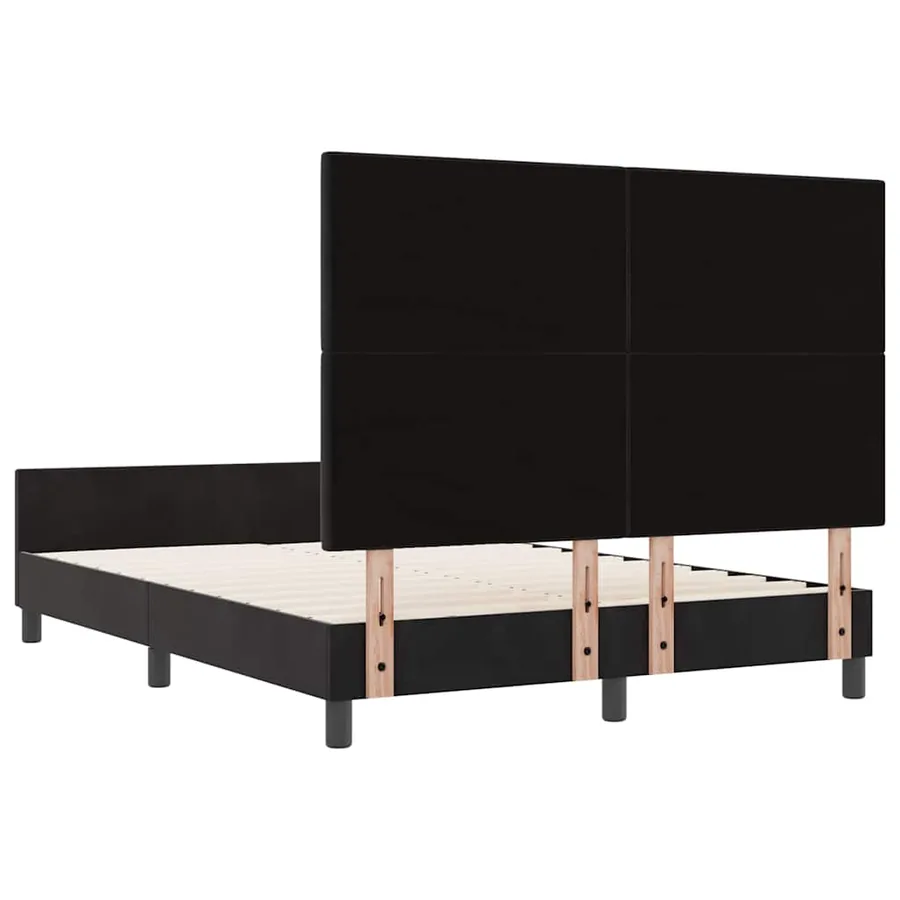 Lit à ressorts avec tête de lit Noir 140 x 200 cm Velours - 9