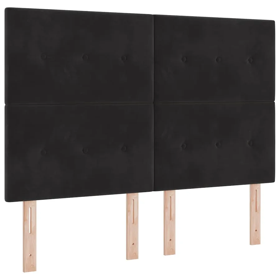 Lit à ressorts avec coussin Noir 200 x 140 cm Velours - 6