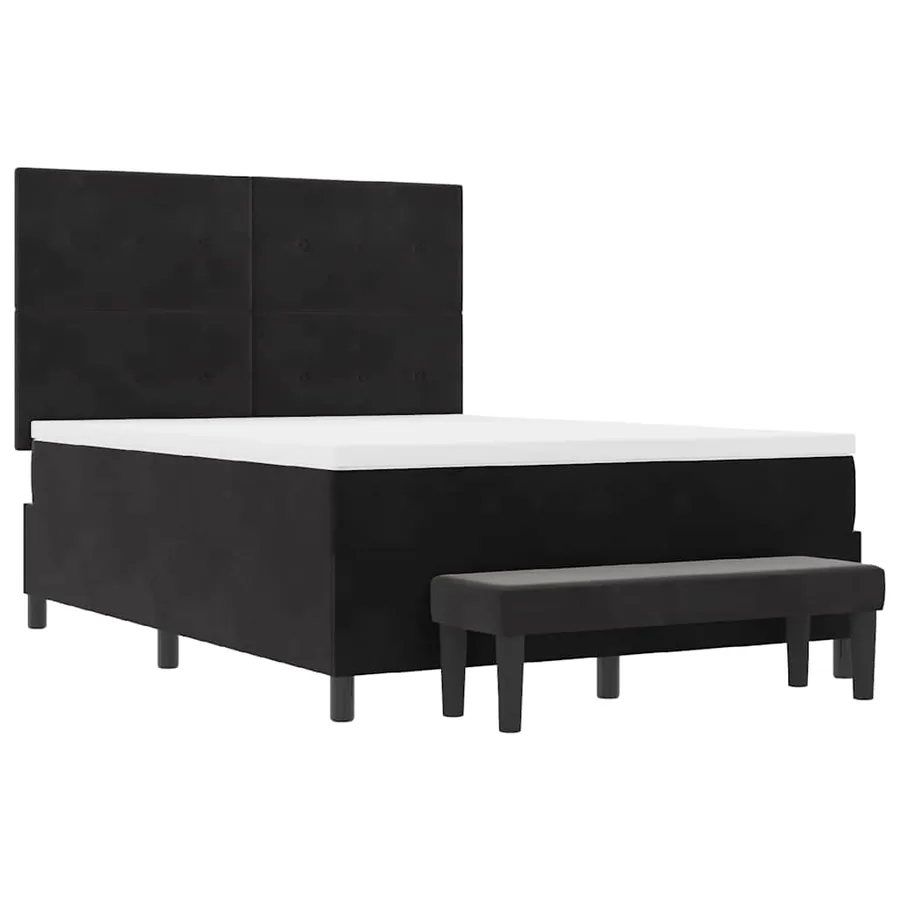 Lit à ressorts avec coussin Noir 200 x 140 cm Velours - 7