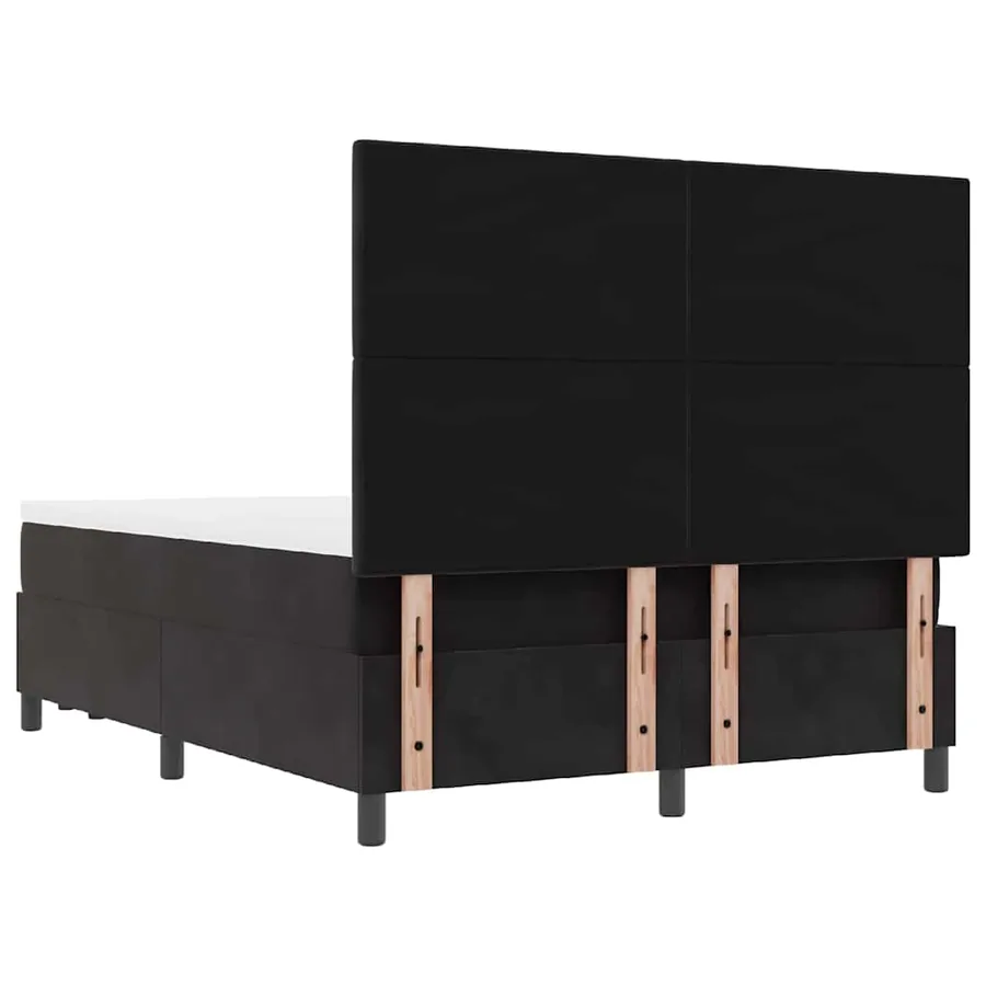 Lit à ressorts avec coussin Noir 200 x 140 cm Velours - 8