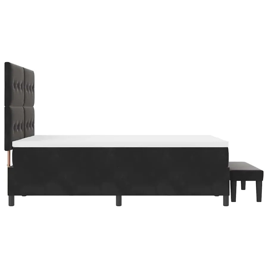 Lit à ressorts avec coussin Noir 200 x 140 cm Velours - 9