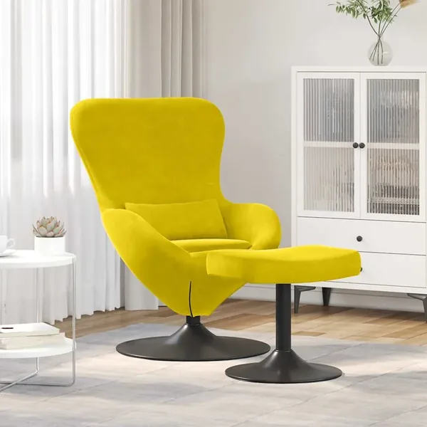 Chaise Œuf avec Pouf Jaune Velours