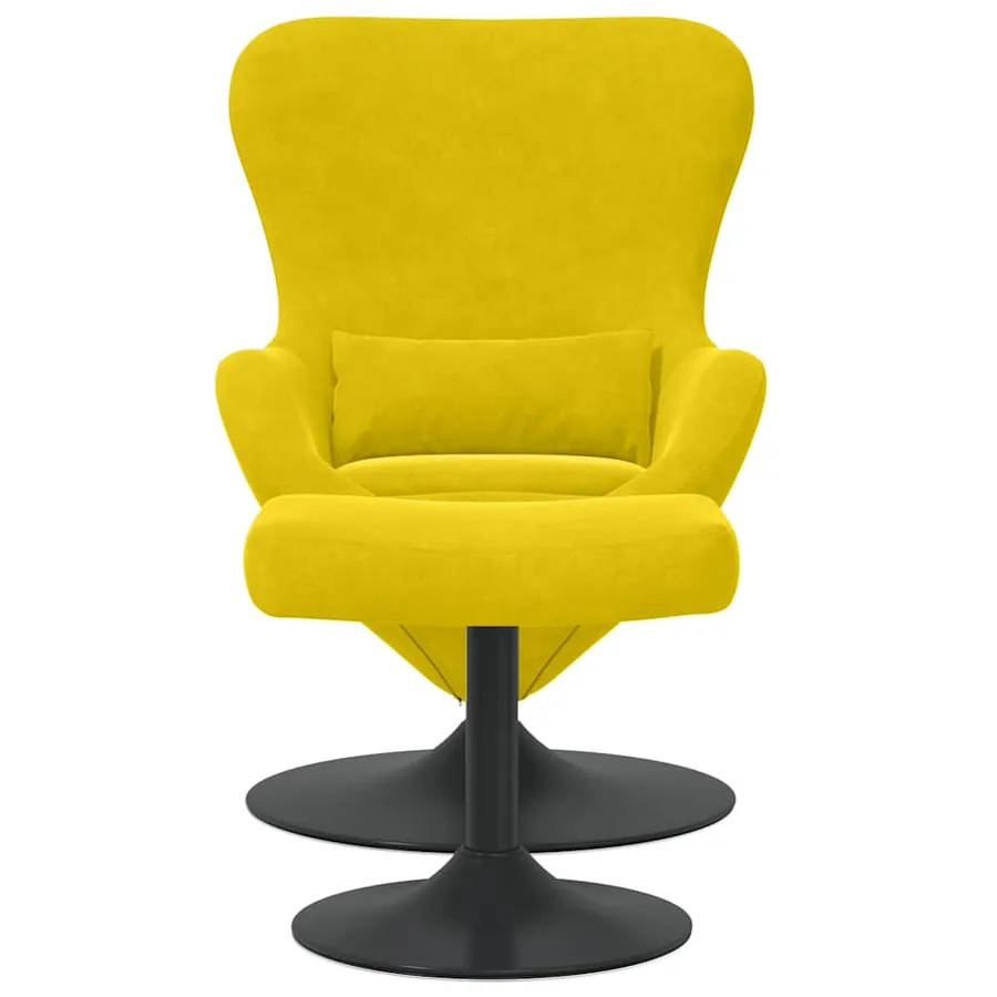 Chaise Œuf avec Pouf Jaune Velours - 4