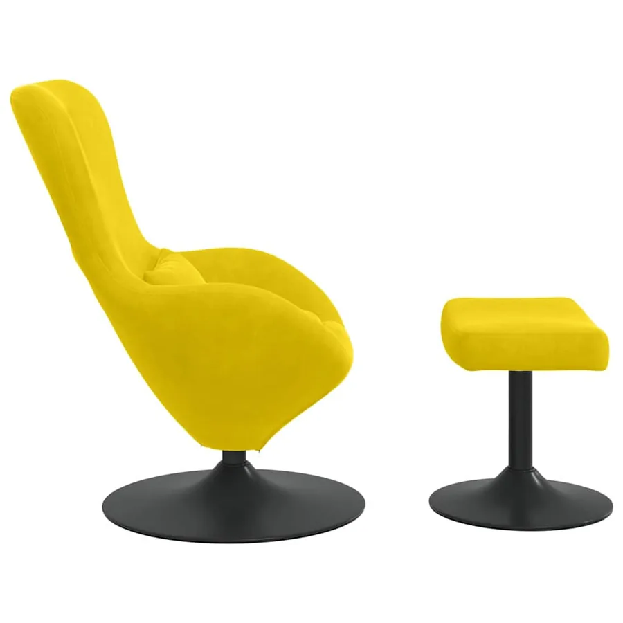 Chaise Œuf avec Pouf Jaune Velours - 5