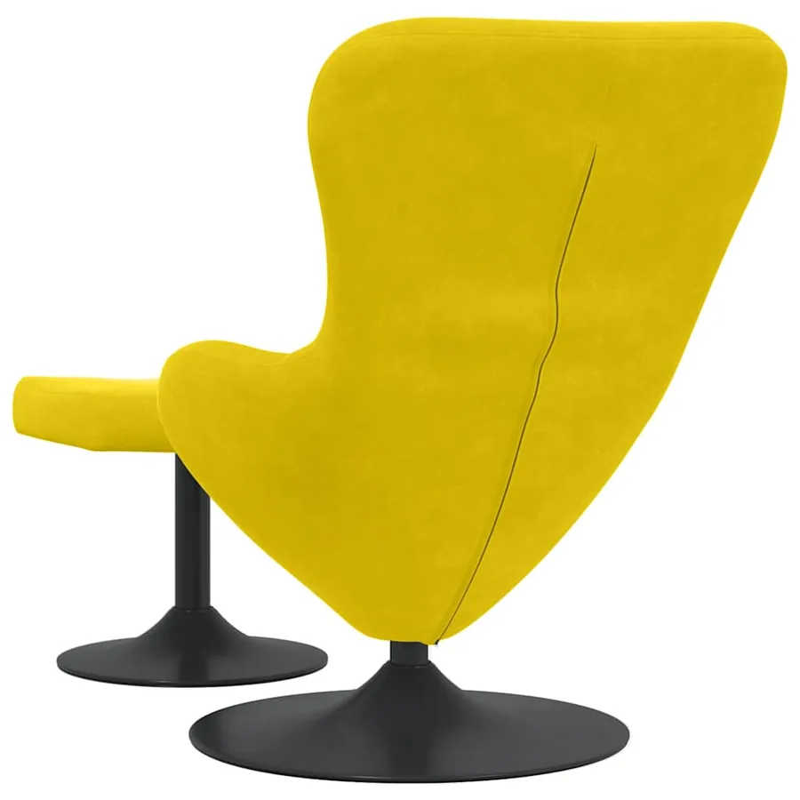 Chaise Œuf avec Pouf Jaune Velours - 6