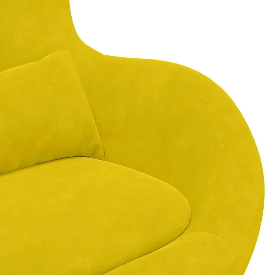 Chaise Œuf avec Pouf Jaune Velours - 7