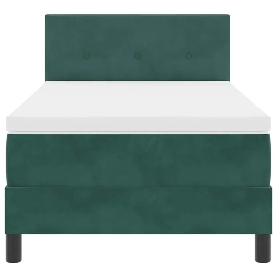 Lit à ressorts avec tête de lit Vert foncé 90 x 190 cm Velours - 7