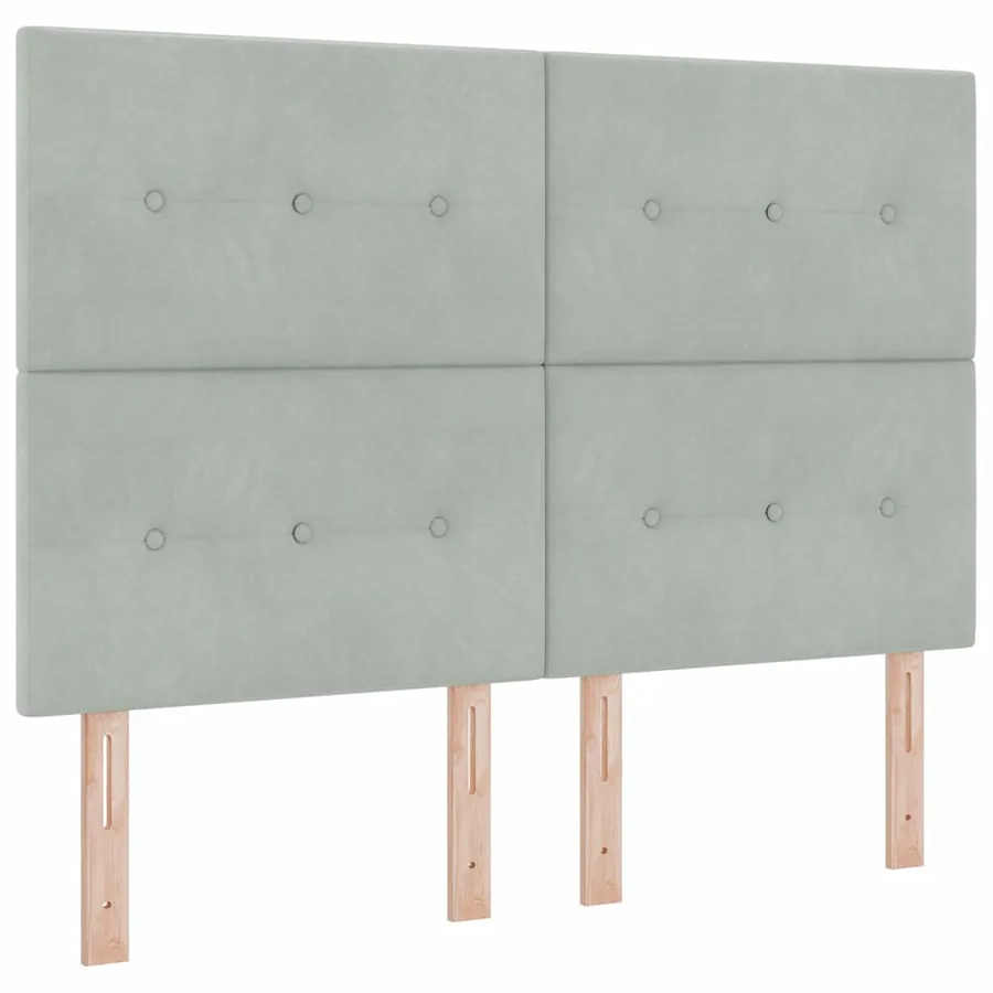 Lit à ressort LED Gris clair 140 x 200 cm Velours - 2