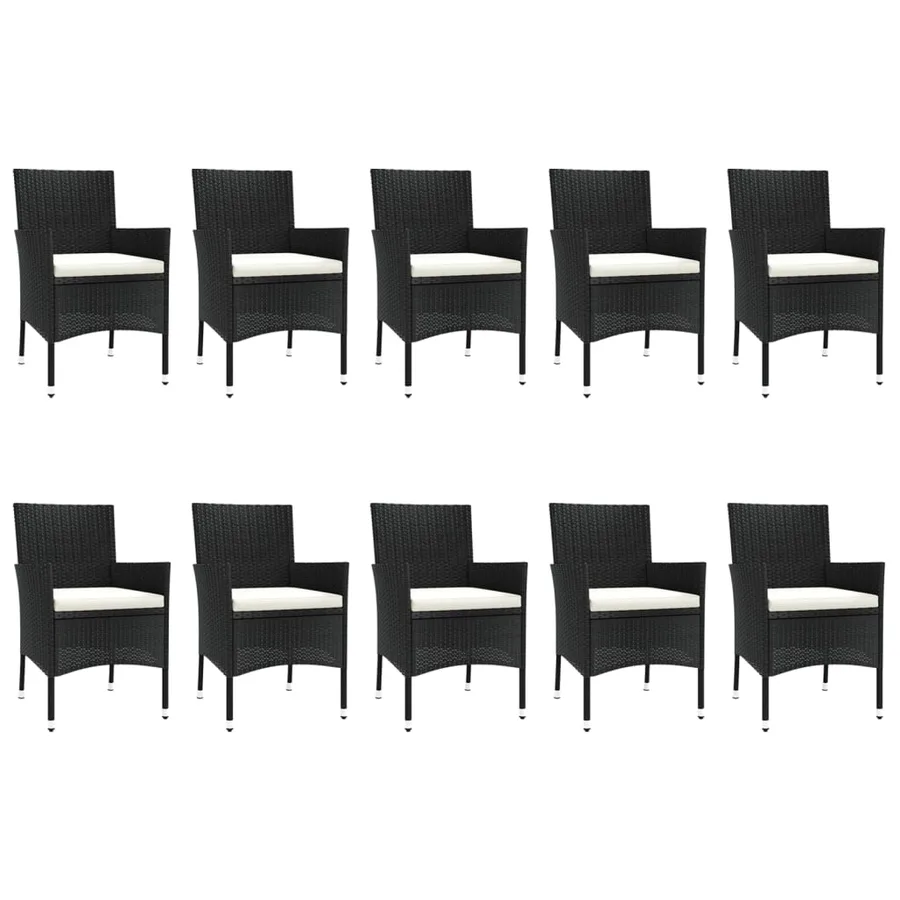 Ensemble à manger de jardin 11 pcs coussins noir résine tressée - 4