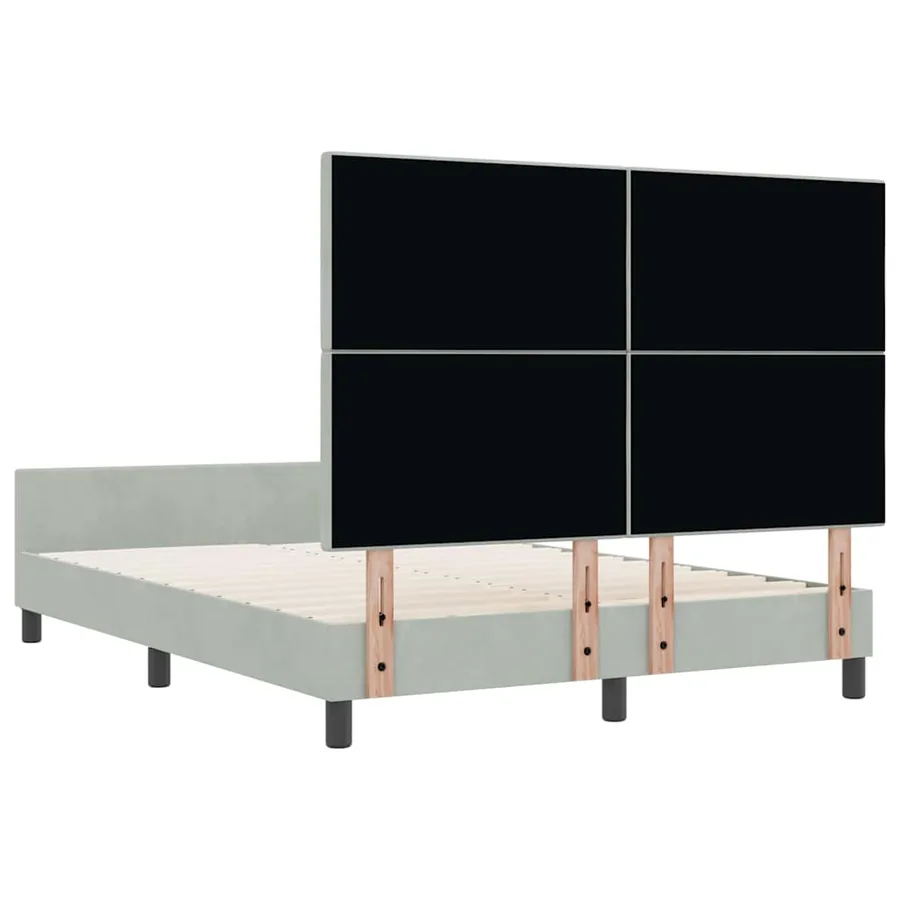 Lit à ressorts avec tête de lit Gris clair 140 x 200 cm Velours - 9