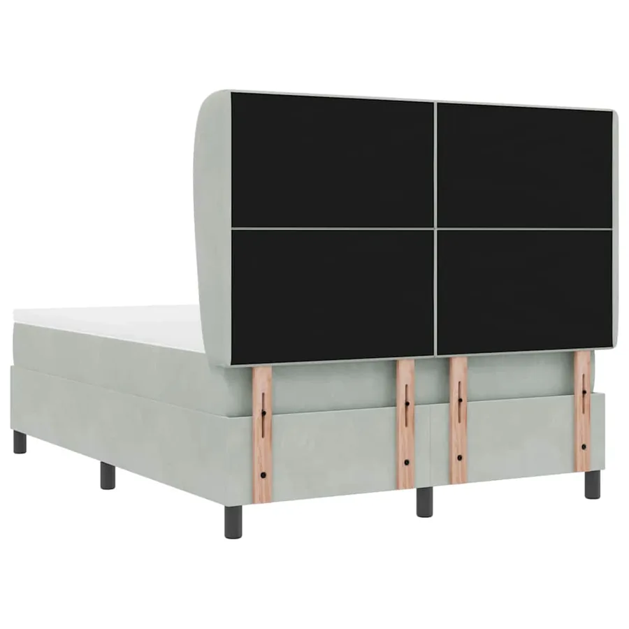 Lit à ressorts avec tête de lit Gris clair 200 x 140 cm Velours - 9